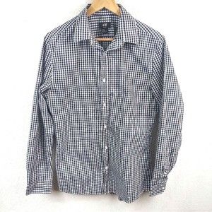 H&M Mens Button-Up Shirt Multicolor Black Gingham Long Sleeve Collar Slim M